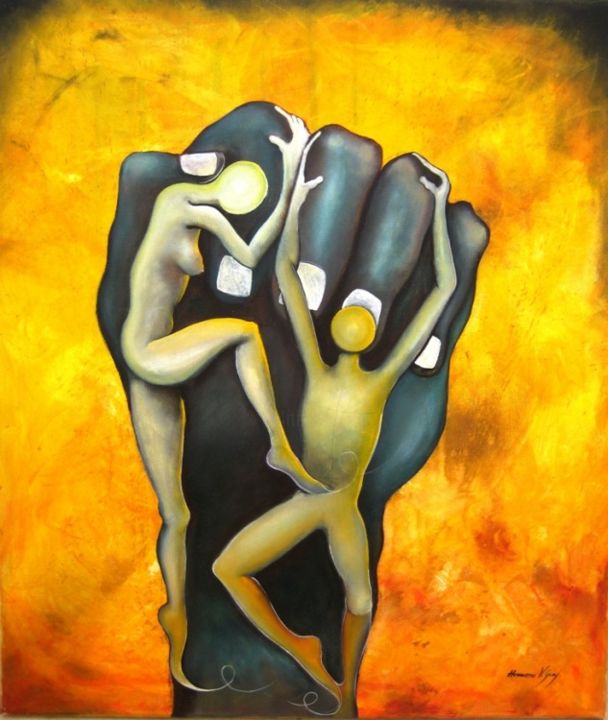 Painting titled "pareja-puno-2012.jpg" by Homero, Original Artwork