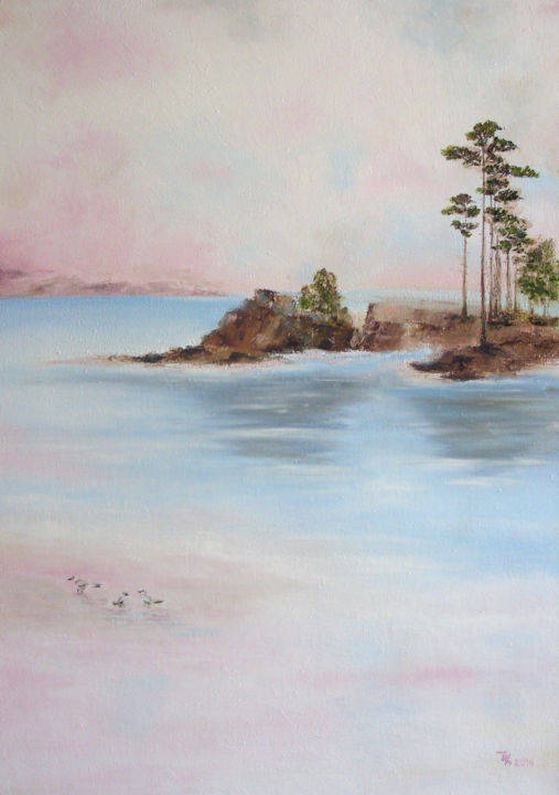 Peinture intitulée "Pine trees" par Tania Kalinnik, Œuvre d'art originale, Huile