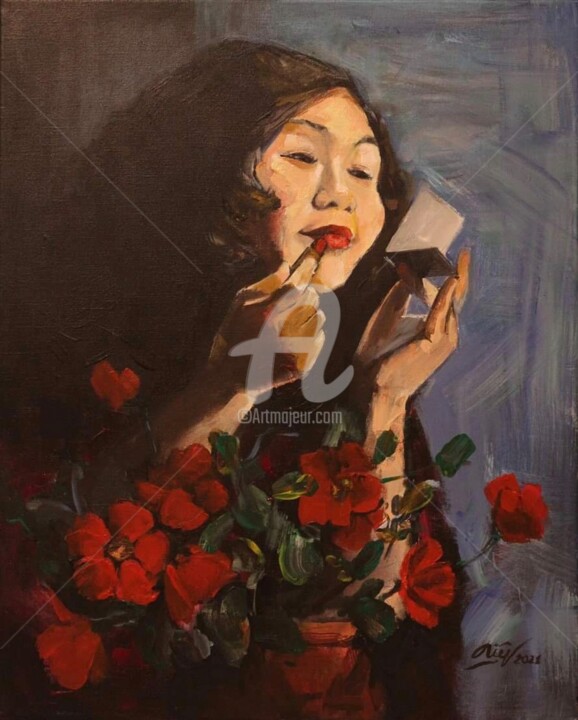 Painting titled "Going out" by Hong Diep Loi, Original Artwork, Acrylic