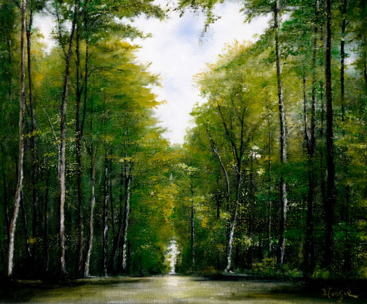 Peinture intitulée ""Promenade en forêt…" par Hongie, Œuvre d'art originale, Acrylique