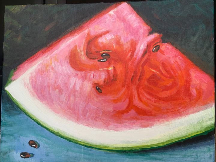 Painting titled "Watermelon" by Jin Hong, Original Artwork, Acrylic