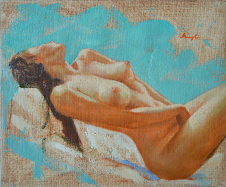 Painting titled "ORIGINAL OIL FEMALE…" by Hongtao Huang, Original Artwork, Oil