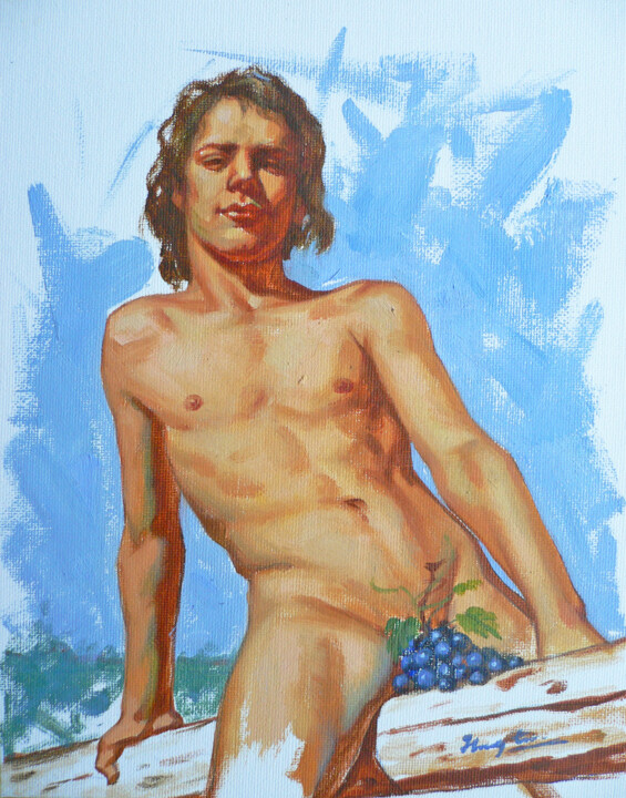 Painting titled "oil painting male n…" by Hongtao Huang, Original Artwork, Oil