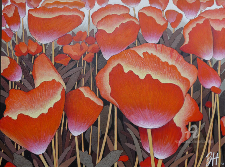 Peinture intitulée "wildflowers" par Hongz Neher, Œuvre d'art originale, Acrylique Monté sur Châssis en bois