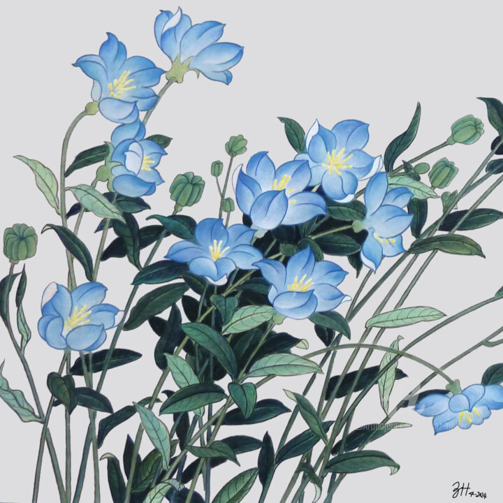 Картина под названием "Flowers417" - Hongz Neher, Подлинное произведение искусства, Акрил