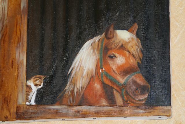 Painting titled "le cheval" by Queau, Original Artwork