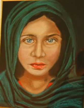 Painting titled "jeune fille du Paki…" by Queau, Original Artwork