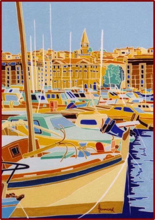 Painting titled "Barque jaune" by Vincent Honnore, Original Artwork