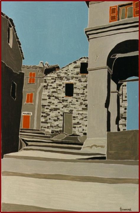 Peinture intitulée "Escaliers gris" par Vincent Honnore, Œuvre d'art originale