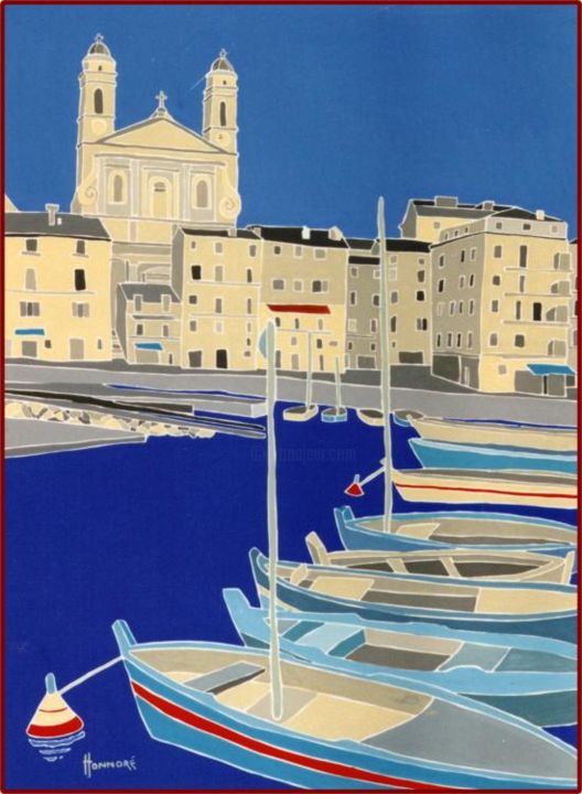 Painting titled "Port de Bastia" by Vincent Honnore, Original Artwork