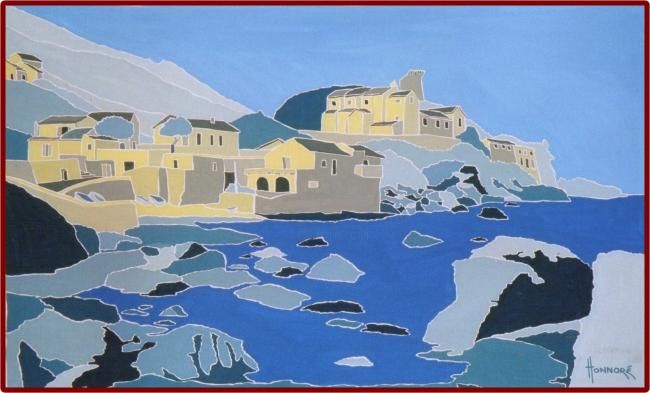 Painting titled "Port de Pino" by Vincent Honnore, Original Artwork