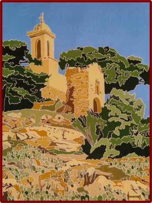 Painting titled "Chapelle d Allauch" by Vincent Honnore, Original Artwork