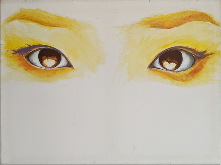 Картина под названием "Only Eyes for You" - Hontat, Подлинное произведение искусства, Акрил Установлен на Деревянная рама дл…