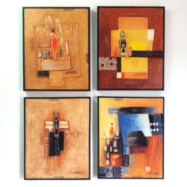 Collages titled "MA FAMILLE" by Hontongnon, Original Artwork, Collages