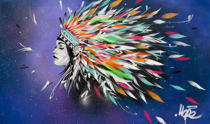 Malarstwo zatytułowany „Native American (In…” autorstwa Hope1393, Oryginalna praca, Akryl