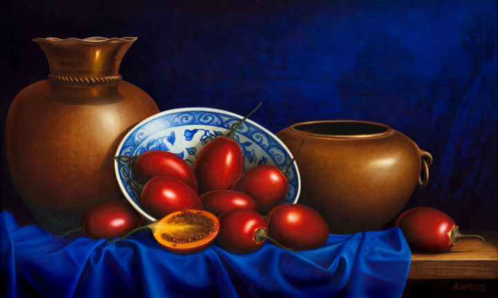 Painting titled "Tamarillos" by Horacio Cardozo, Original Artwork, Oil