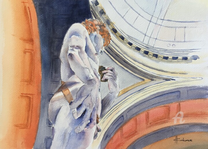 Painting titled "David by Michelange…" by Horacio Cobas, Original Artwork, Watercolor