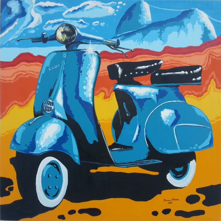 Peinture intitulée "Lambreta 100 x 100…" par Horacio Moura, Œuvre d'art originale, Acrylique