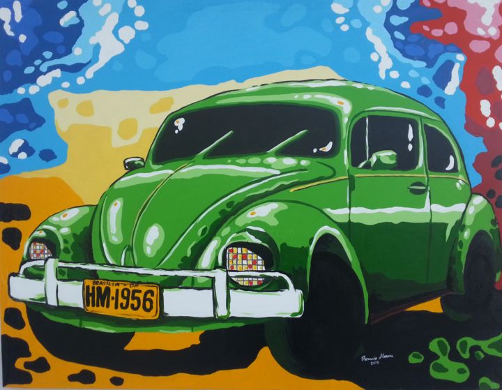 Pittura intitolato "fusca-verde-127-x-1…" da Horacio Moura, Opera d'arte originale, Acrilico