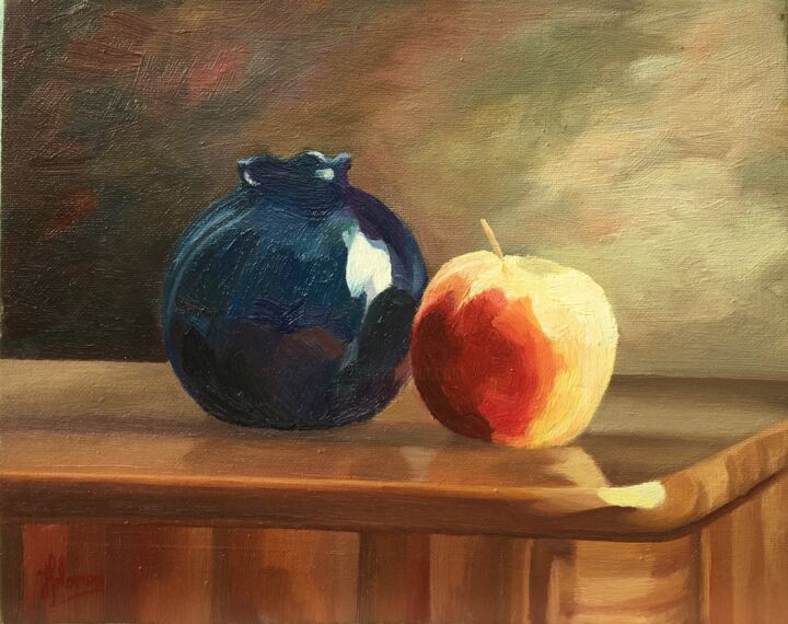 Painting titled "Still life with rou…" by Horia Solomon, Original Artwork, Oil