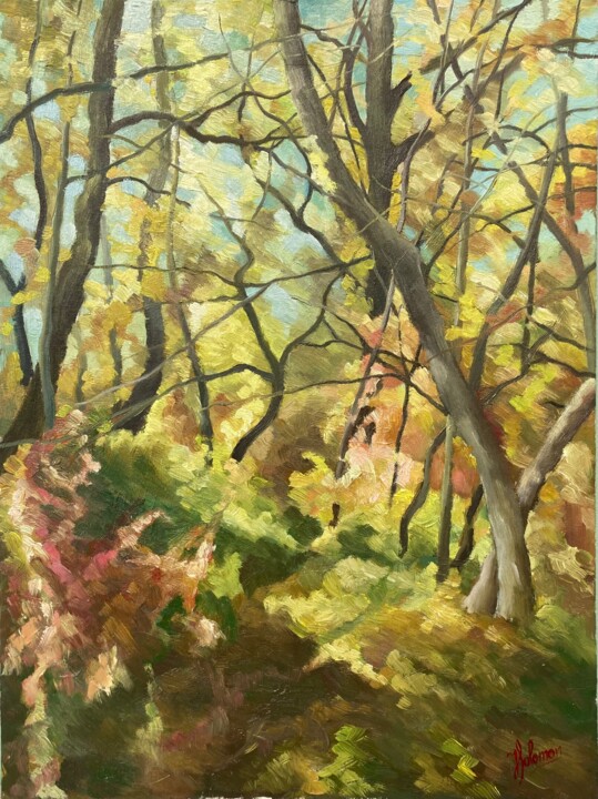 Peinture intitulée "Autumn clearing" par Horia Solomon, Œuvre d'art originale, Huile