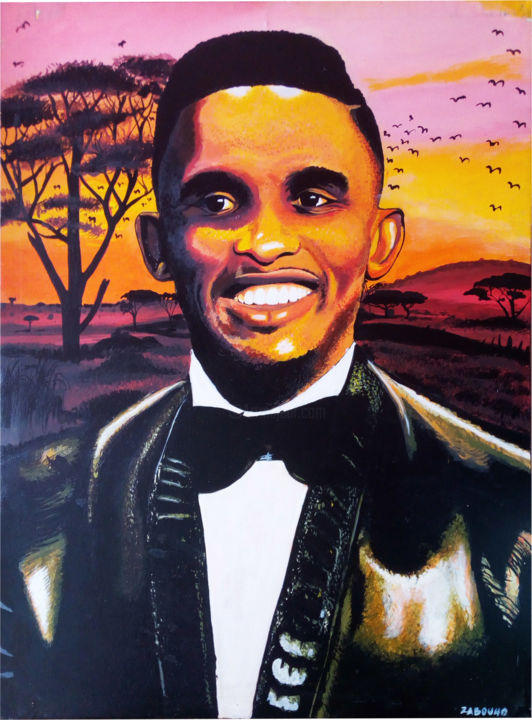 Peinture intitulée "samuel etoo.jpg" par Dini Zabouho, Œuvre d'art originale, Acrylique