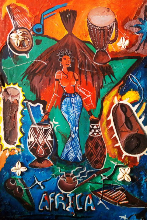 Картина под названием "gentle warrior" - Dini Zabouho, Подлинное произведение искусства, Акрил