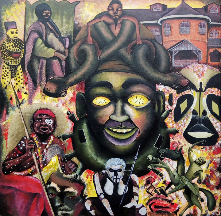 Peinture intitulée "L'épopée d'un peuple" par Dini Zabouho, Œuvre d'art originale, Acrylique Monté sur Châssis en bois