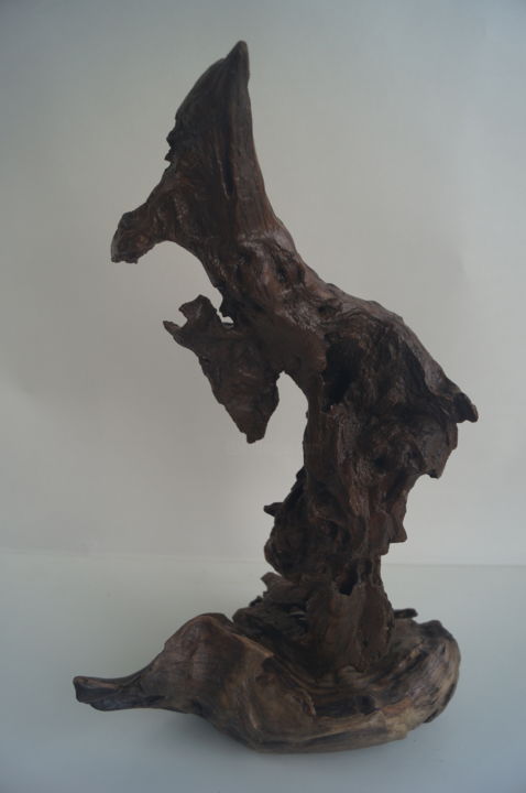 Sculpture titled "Prière" by Luc Morin, Original Artwork, Wood