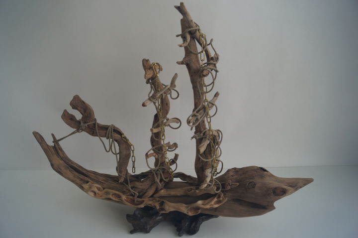 Sculpture titled "Invincible" by Luc Morin, Original Artwork, Wood