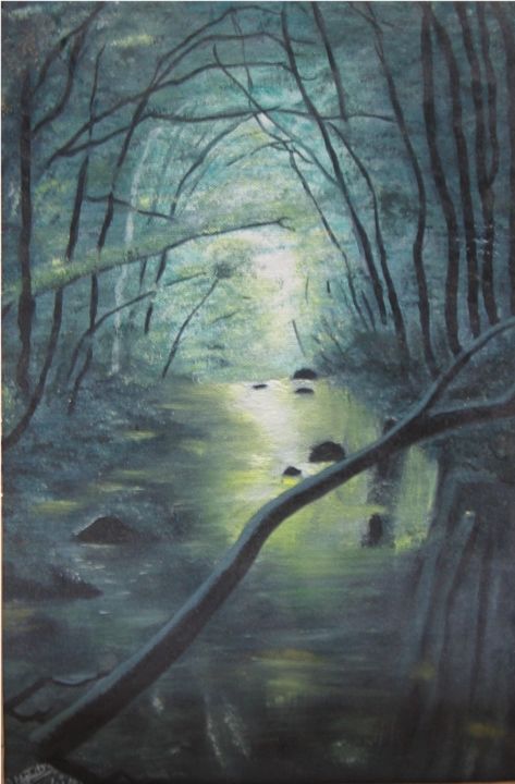 Pittura intitolato "Le Ruisseau du Soul…" da Anne-Marie Thys, Opera d'arte originale, Olio