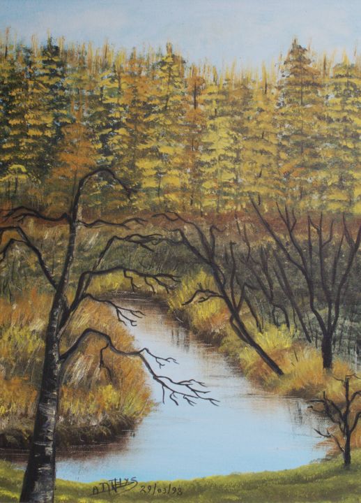 Painting titled "foret-d-automne.jpg" by Anne-Marie Thys, Original Artwork, Oil