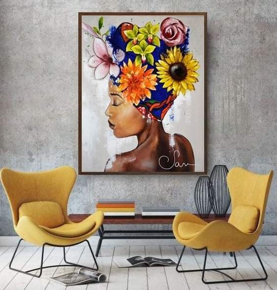 Pintura intitulada "África Beauty" por Sara Silva, Obras de arte originais, Acrílico