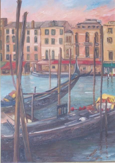 Painting titled "Amanecer en Venecia" by Hortensia Camaño, Original Artwork, Other
