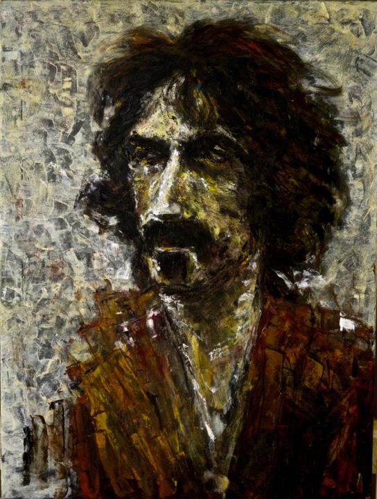 Painting titled "Frank Zappa" by Ryo Hoshi, Original Artwork, Oil