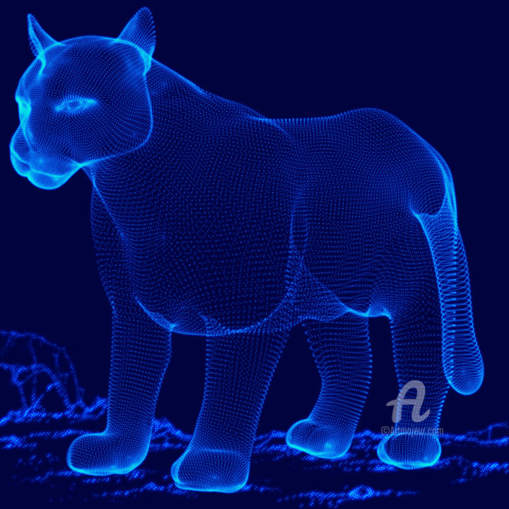 Arts numériques intitulée "PUMA , mountainlion" par Hosni Gharbi, Œuvre d'art originale, Peinture numérique Monté sur Châssis