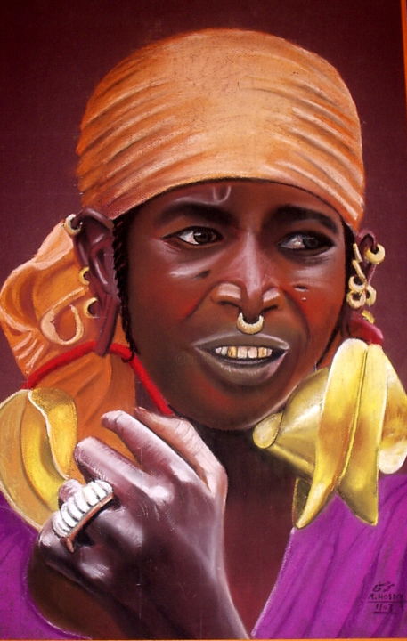 Peinture intitulée "african-beauty3.jpg" par Hosny Soliman, Œuvre d'art originale