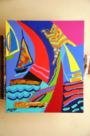 Painting titled "SAILS- 1" by Said Aniff Hossanee, Original Artwork