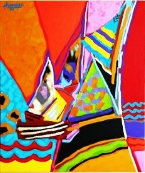 Peinture intitulée "SAILS-3" par Said Aniff Hossanee, Œuvre d'art originale