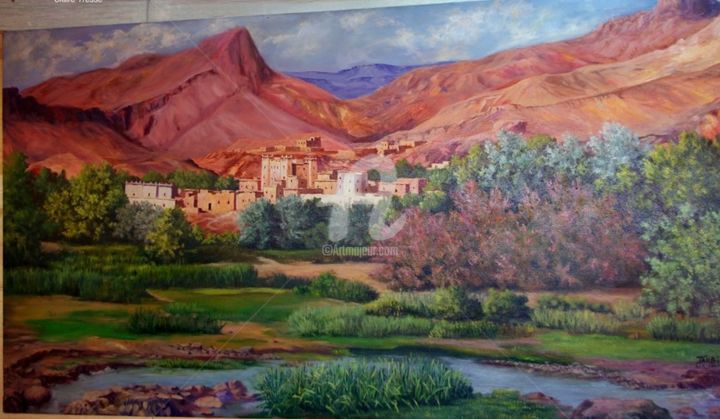 Peinture intitulée "payssage vallée des…" par Talibi, Œuvre d'art originale, Huile