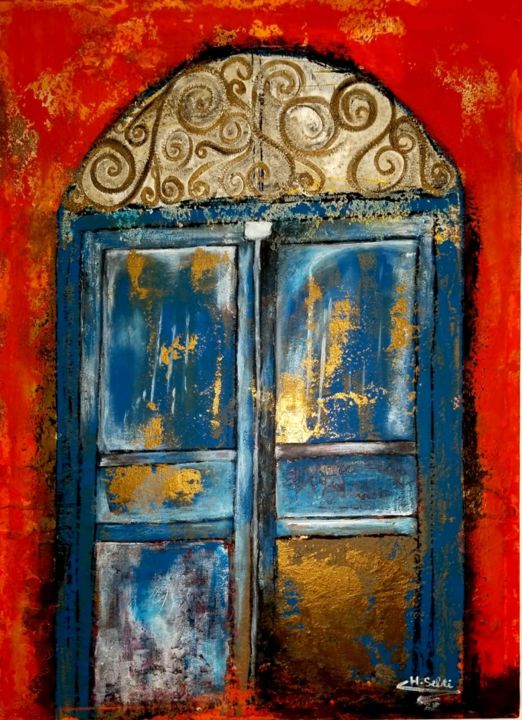 绘画 标题为“A la traditionnelle” 由Houda Sebti, 原创艺术品, 丙烯 安装在木板上