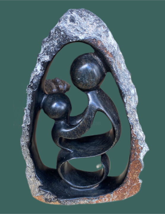 Escultura titulada "Mother & Child Scul…" por Howard Mapfumo, Obra de arte original, Piedra