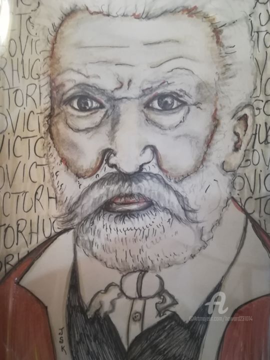 Drawing titled "Victor hugo" by Jen Simba Ka J. S. K, Original Artwork, Ink