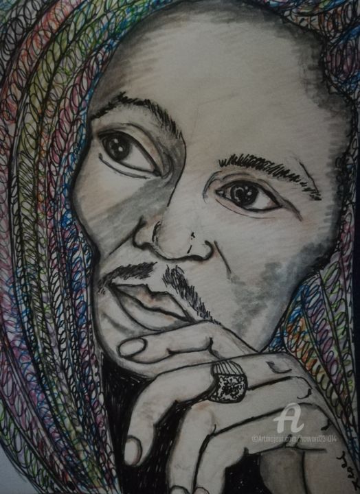 Drawing titled "Bob #artistsupportp…" by Jen Simba Ka J. S. K, Original Artwork, Ink
