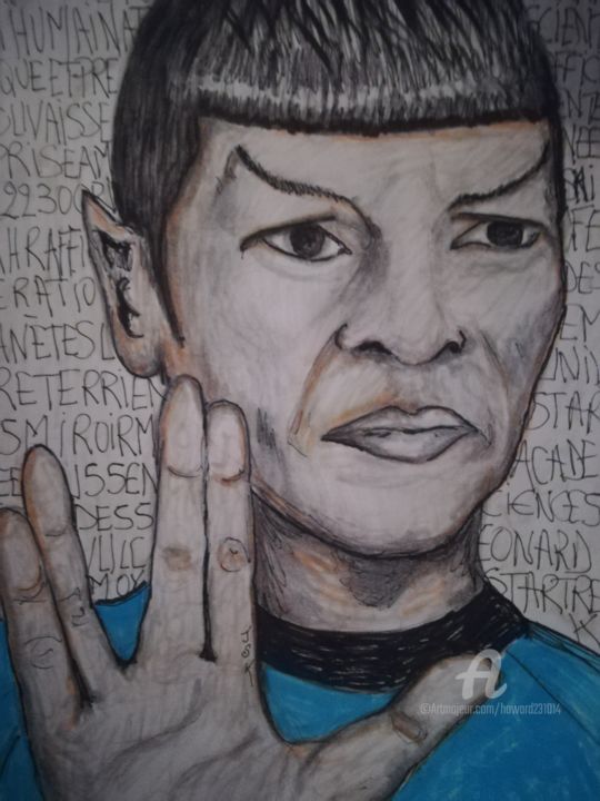 Dessin intitulée "Spock "mi Vulcain,…" par Jen Simba Ka J. S. K, Œuvre d'art originale, Encre