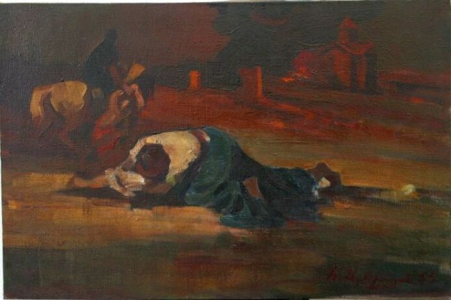 Pintura intitulada "1915. Genocide of A…" por Hrant Stepanyan, Obras de arte originais