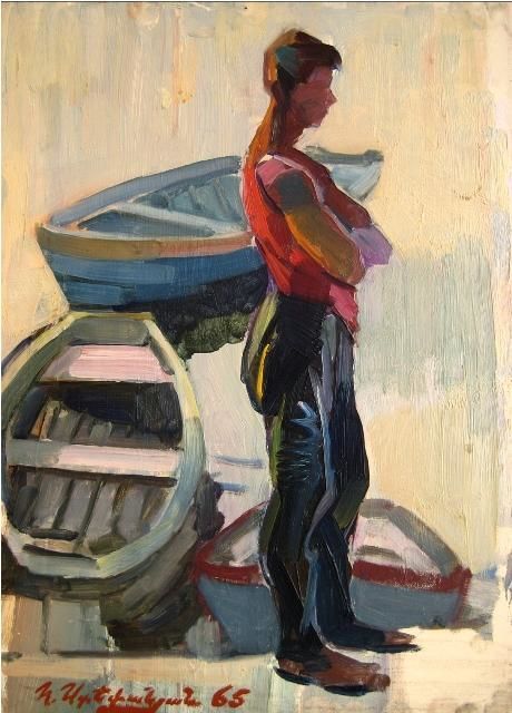 Ζωγραφική με τίτλο "The Boy at the Seas…" από Hrant Stepanyan, Αυθεντικά έργα τέχνης, Λάδι