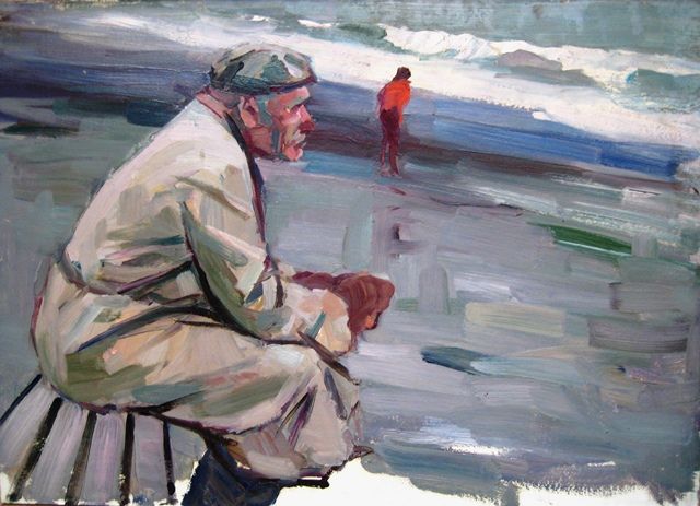 Pittura intitolato "The Old Man and the…" da Hrant Stepanyan, Opera d'arte originale