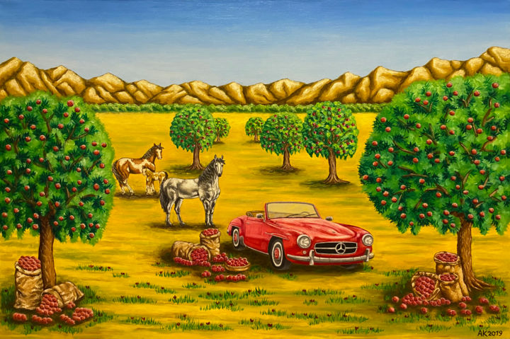 Peinture intitulée "Pomegranate Season" par Anastasia Kurganova, Œuvre d'art originale, Huile
