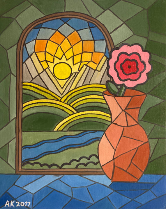 Malerei mit dem Titel "Window" von Anastasia Kurganova, Original-Kunstwerk, Öl